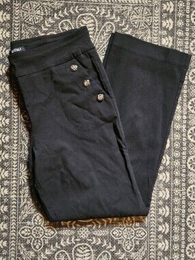 Black Women’s Pants with Decorative Buttons